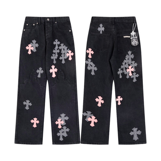 Chrome Hearts 2025 NEW Pants Black & pink Cross