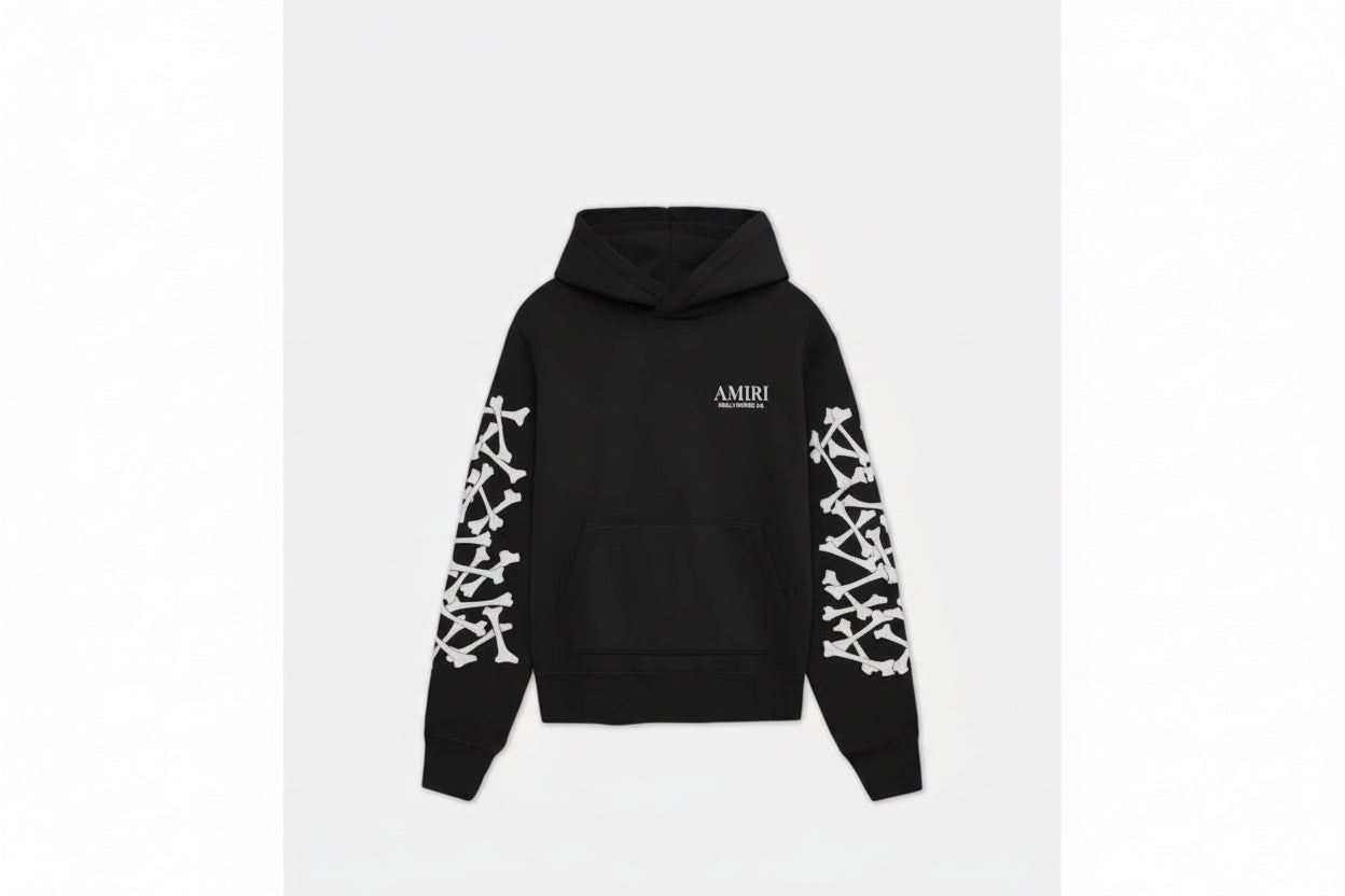 Amiri Men's Bones Stacked Hoodie Black
